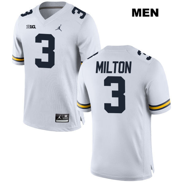 Men's NCAA Michigan Wolverines Joe Milton #3 White Jordan Brand Authentic Stitched Football College Jersey OT25C53CW